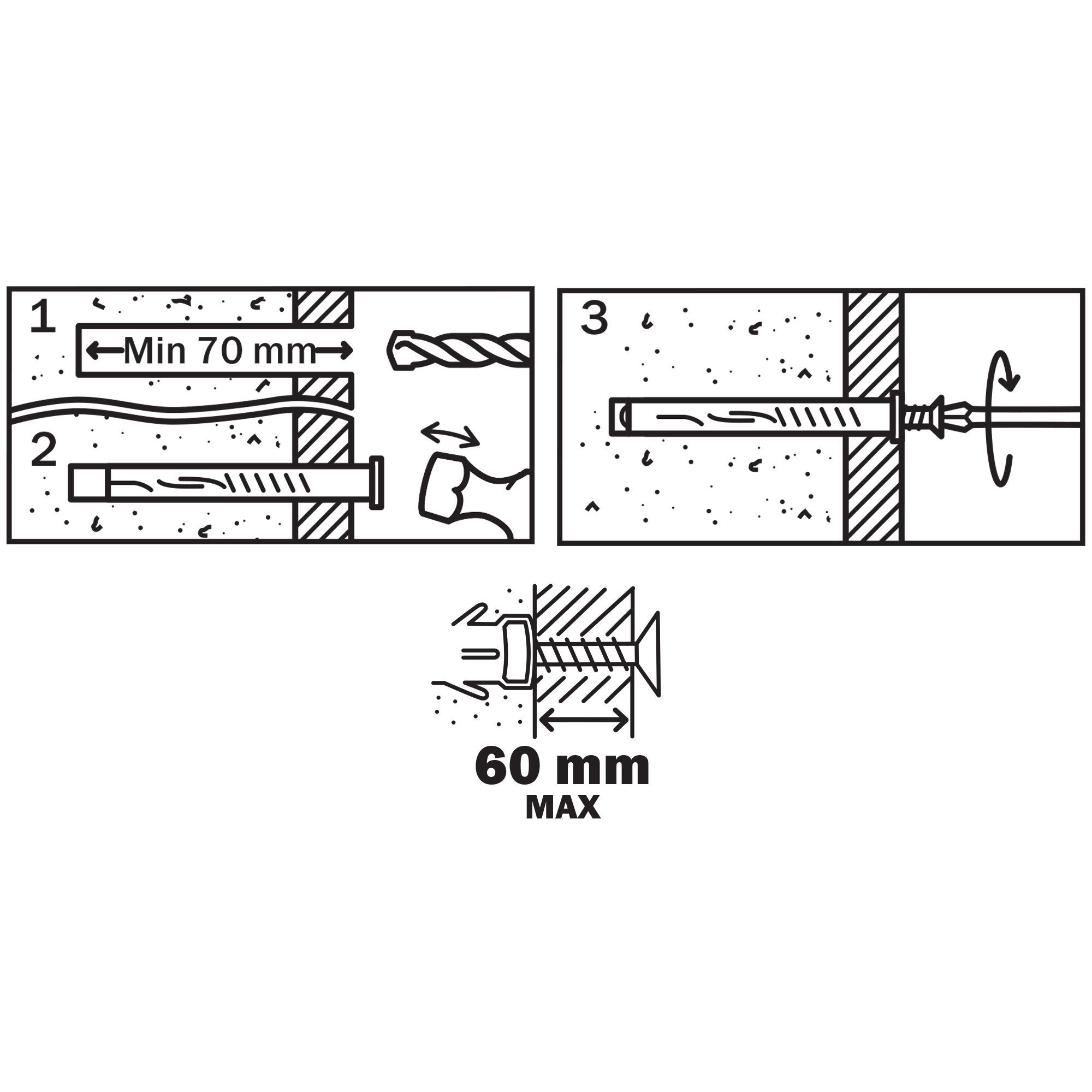 Diall TX Grey Multi-purpose screw & wall plug (Dia)8mm (L)120mm, Pack of 6