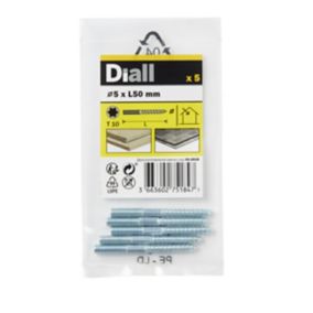 Diall TX10 Yellow-passivated Carbon steel Dowel screw (Dia)5mm (L)50mm, Pack of 5