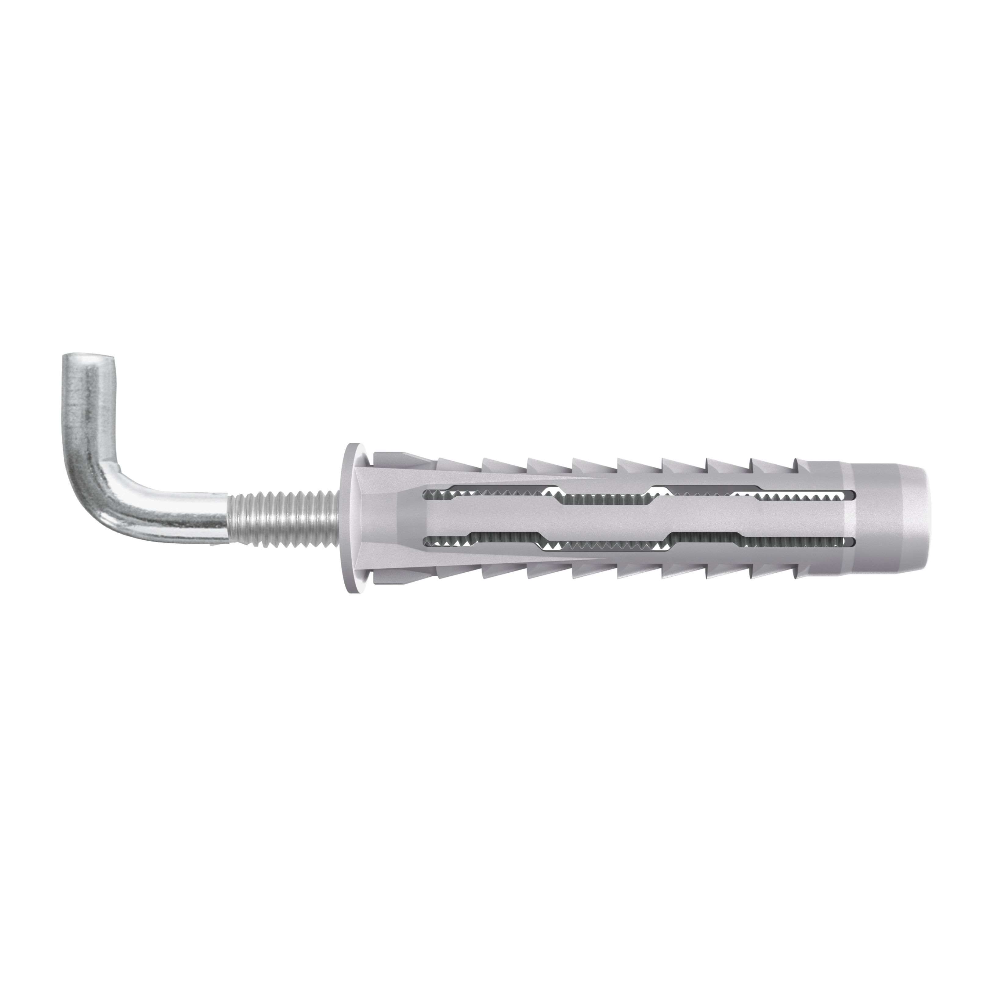 Diall Universal Grey L hook Vine eye with wall plug (Dia)10mm (L)50mm, Pack of 2