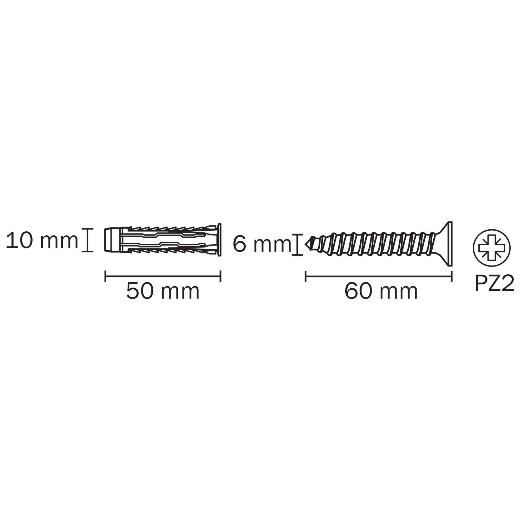 Diall Universal Grey Multi-purpose screw & wall plug (Dia)10mm (L)50mm, Pack of 30