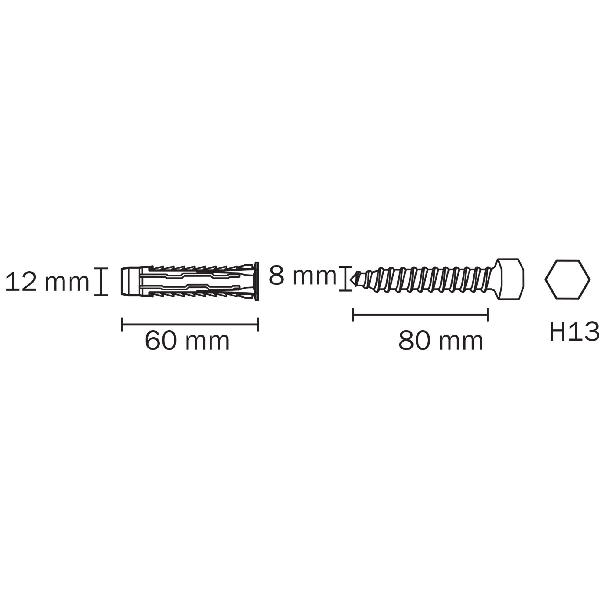 Diall Universal Grey Multi-purpose screw & wall plug (Dia)12mm (L)60mm, Pack of 20