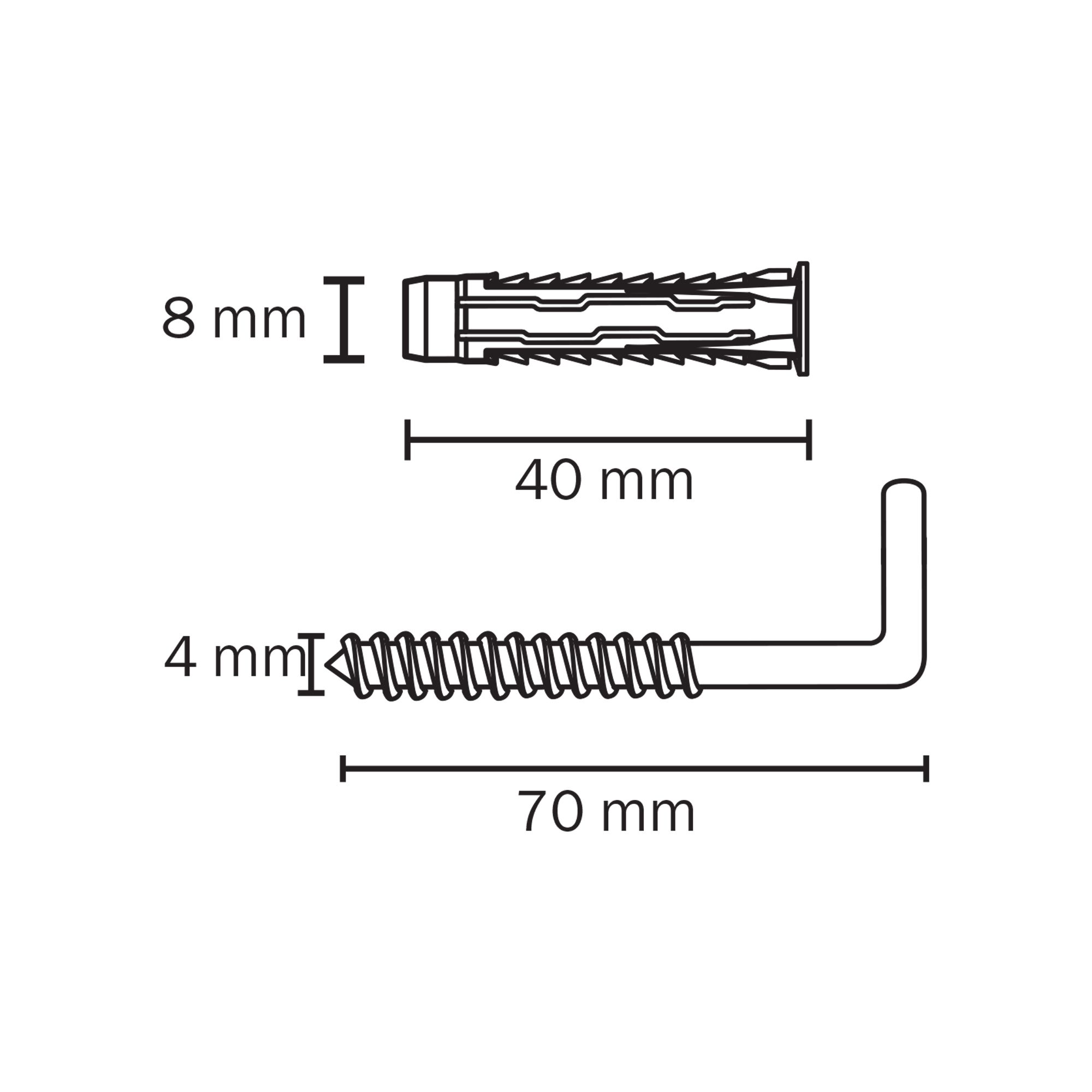 Diall Universal Grey Nylon steel Vine eye with wall plug L 40mm