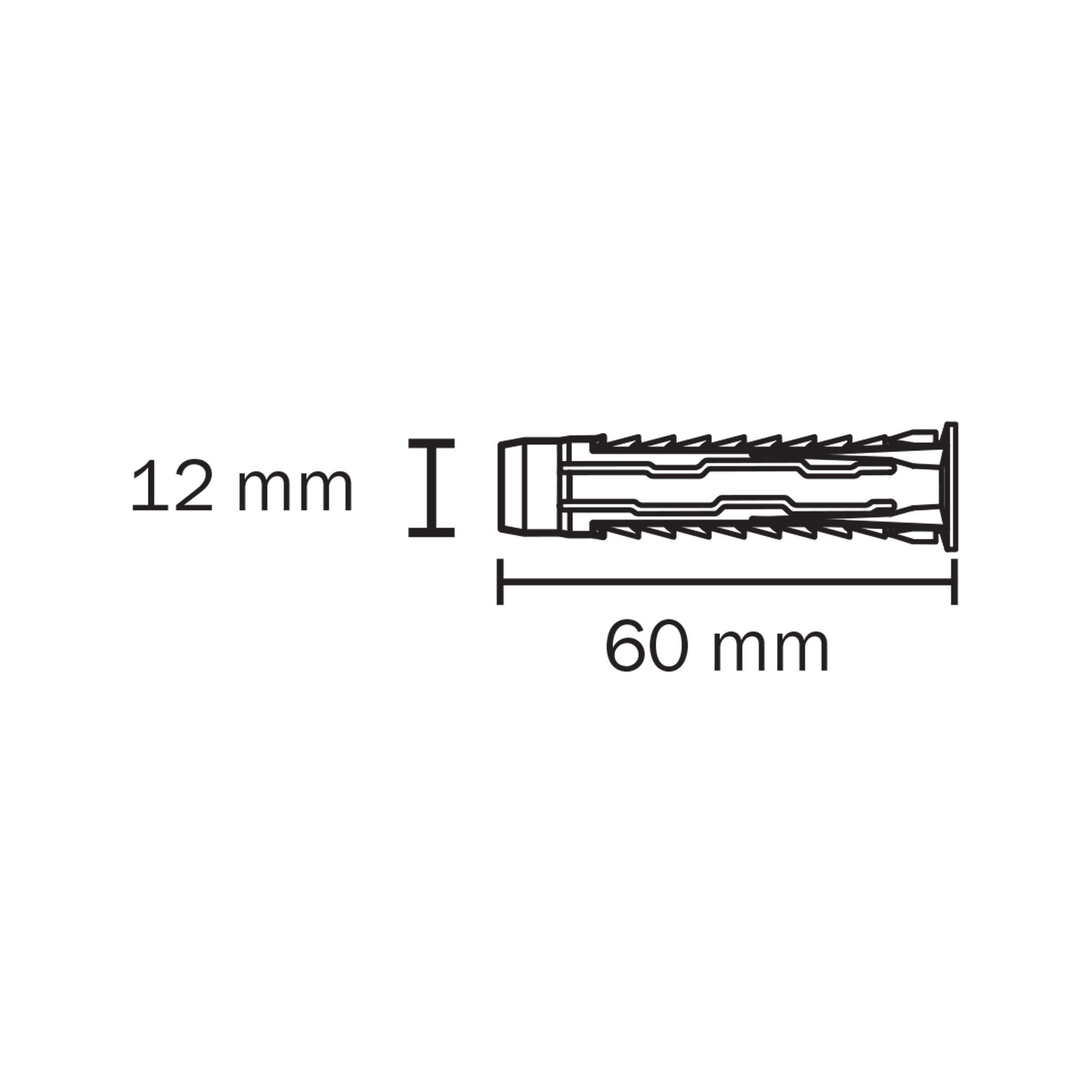 Diall Universal Grey Nylon Wall plug (Dia)12mm (L)60mm, Pack of 40