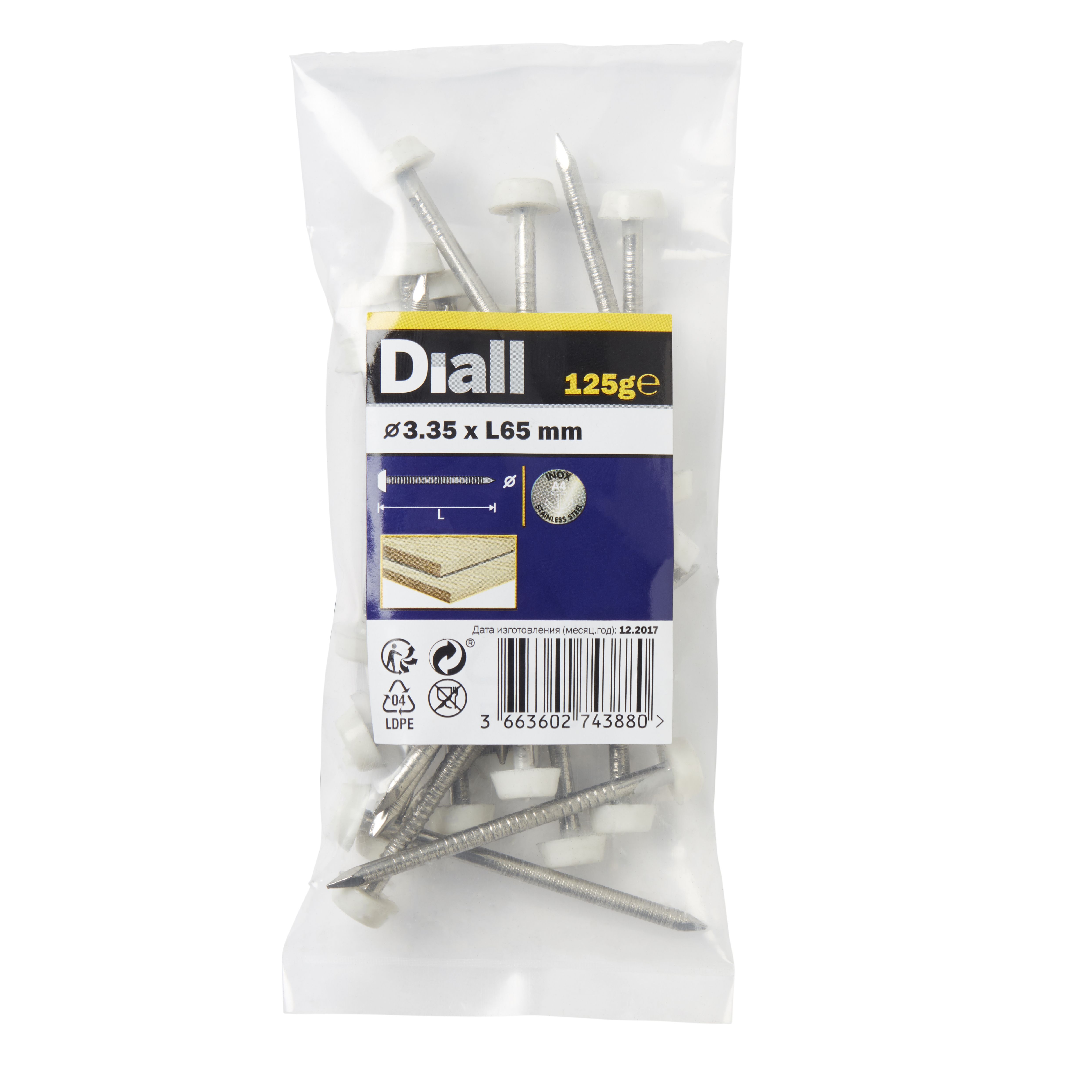 Diall UPVC nail (L)65mm (Dia)3.35mm 125g