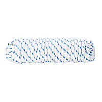 Diall White & blue Polypropylene (PP) Braided rope, (L)7.5m (Dia)10mm