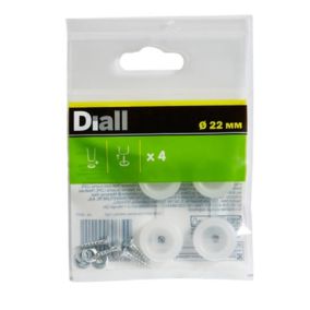 Diall White LDPE & steel Nail-in glide (Dia)22mm, Pack of 4
