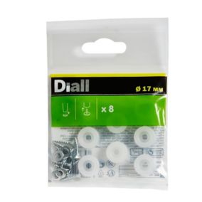 Diall White Low-density polyethylene (LDPE) & steel End (Dia)17mm, Pack of 8