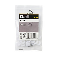 Diall White Plastic Decorative Snap cap (Dia)8mm, Pack of 20