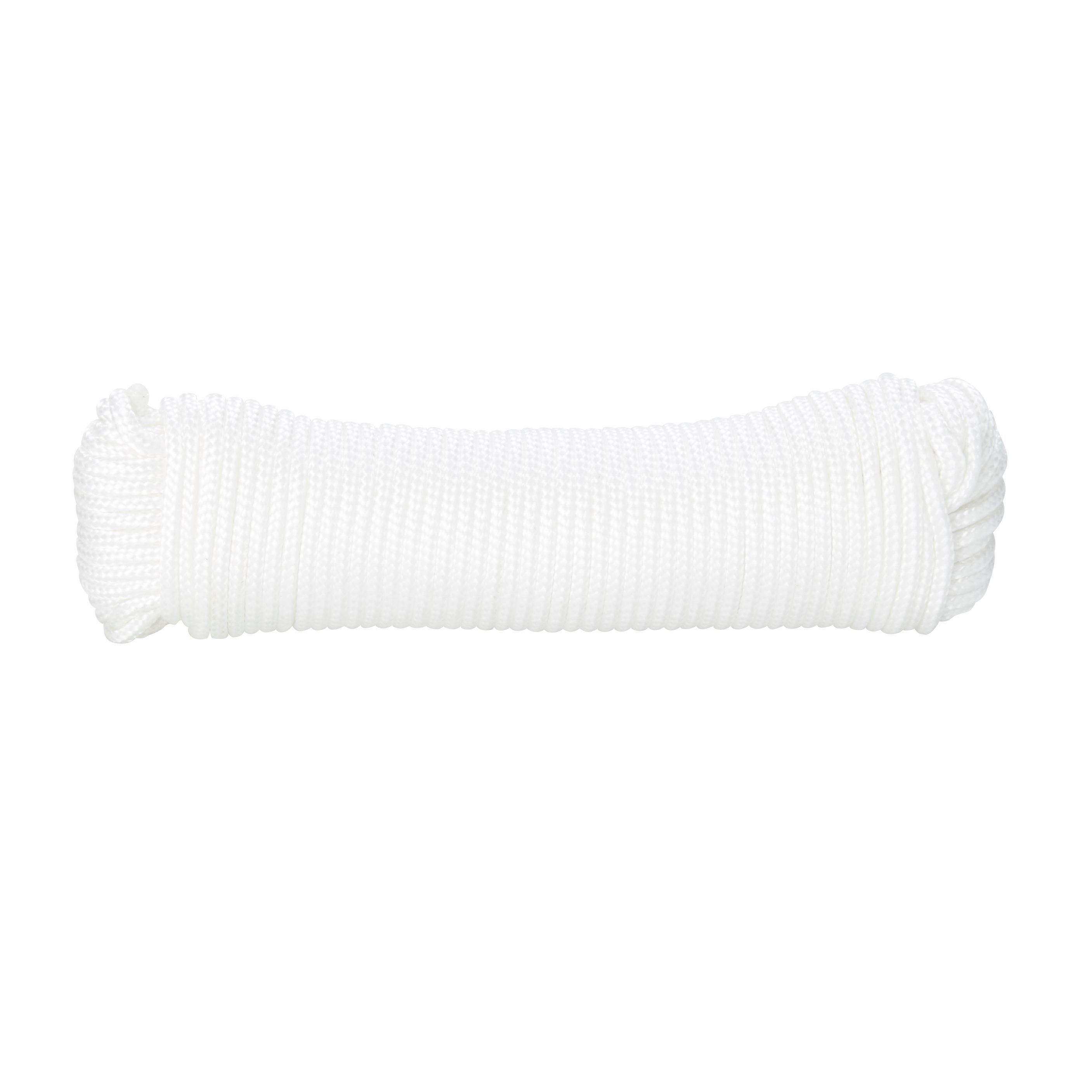 Diall White Polypropylene (PP) Braided rope, (L)20m (Dia)3mm DIY at B&Q