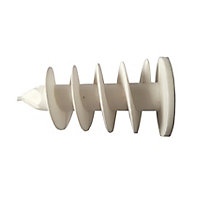 Diall White Polypropylene (PP) Styrofoam screw (L)50mm (Dia)25mm, Pack of 4