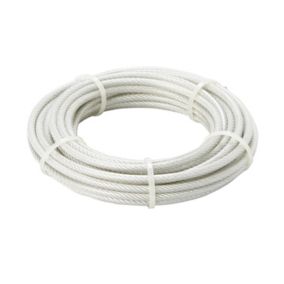 Diall White PVC & steel Cable, (L)10m (Dia)5mm