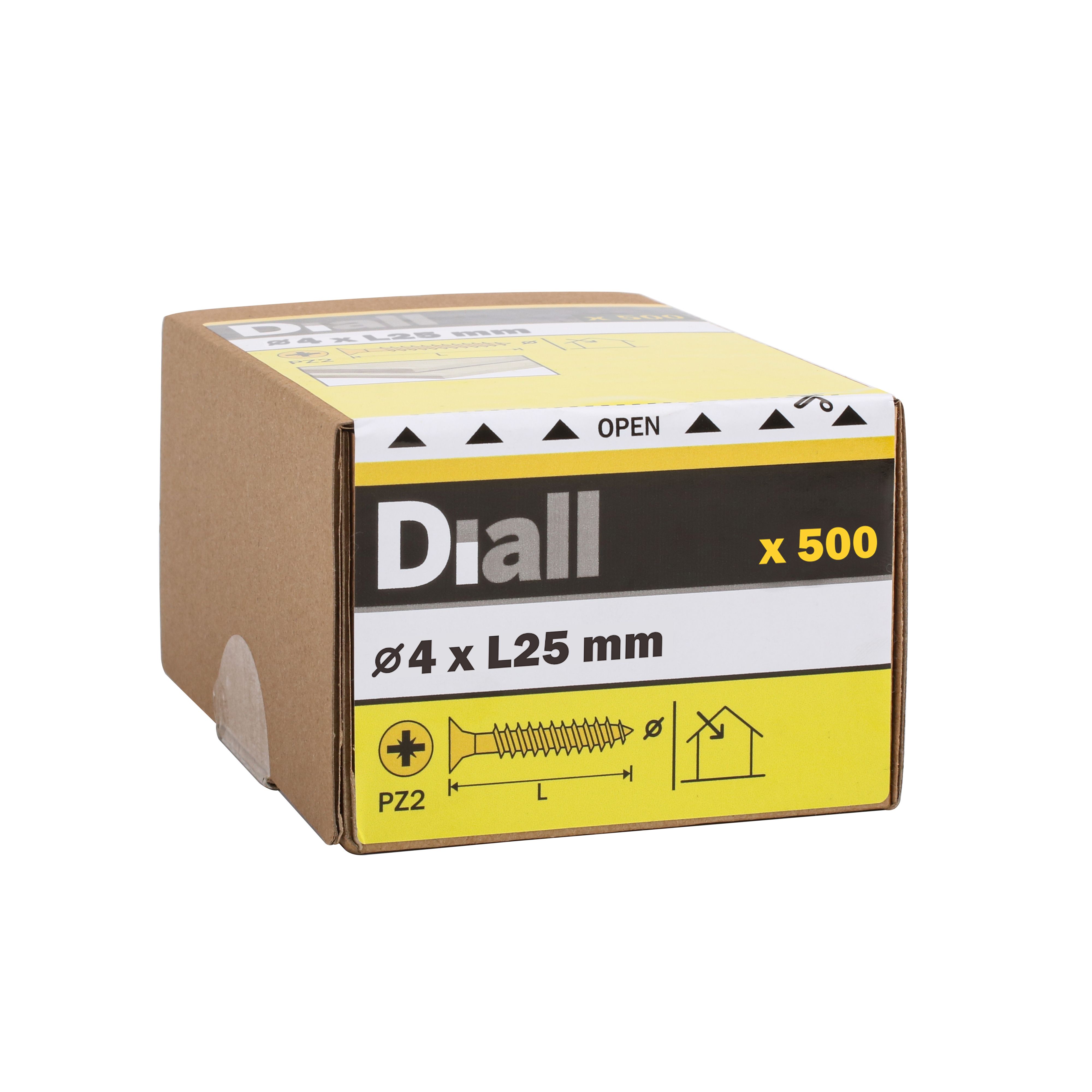Diall Yellow-passivated Carbon steel Decking Screw (Dia)4mm (L)25mm, Pack of 500