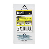 Diall Yellow-passivated Carbon steel Dowel screw (Dia)4mm (L)40mm, Pack of 5
