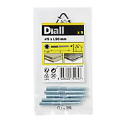 Diall Yellow-passivated Carbon steel Dowel screw (Dia)5mm (L)50mm, Pack of 5