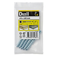 Diall Yellow-passivated Carbon steel Dowel screw (Dia)8mm (L)60mm, Pack of 5