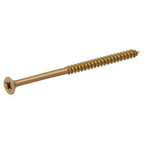 Diall Yellow-passivated Carbon steel Screw (Dia)4mm (L)70mm, Pack of 100
