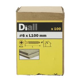 Diall Yellow-passivated Carbon steel Screw (Dia)6mm (L)100mm, Pack of 100
