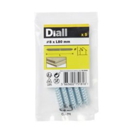 Diall Zinc-plated Carbon steel Dowel screw (Dia)8mm (L)80mm, Pack of 5