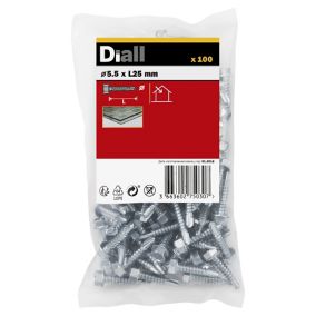 Diall Zinc-plated Carbon steel Metal Screw (Dia)5.5mm (L)25mm, Pack of 100