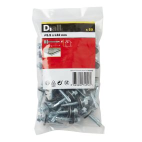 Diall Zinc-plated Carbon steel Roofing screw (Dia)5.5mm (L)32mm, Pack of 50