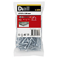 Diall Zinc-plated Carbon steel Screw (Dia)4.8mm (L)38mm, Pack of 100
