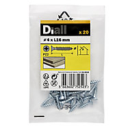 Diall Zinc-plated Carbon steel Screw (Dia)4mm (L)16mm, Pack of 20