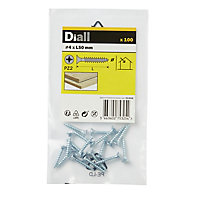 Diall Zinc-plated Carbon steel Screw (Dia)4mm (L)50mm, Pack of 100
