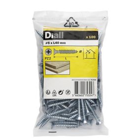 Diall Zinc-plated Carbon steel Screw (Dia)5mm (L)40mm, Pack of 100