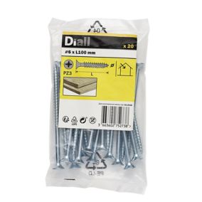 Diall Zinc-plated Carbon steel Screw (Dia)6mm (L)100mm, Pack of 20