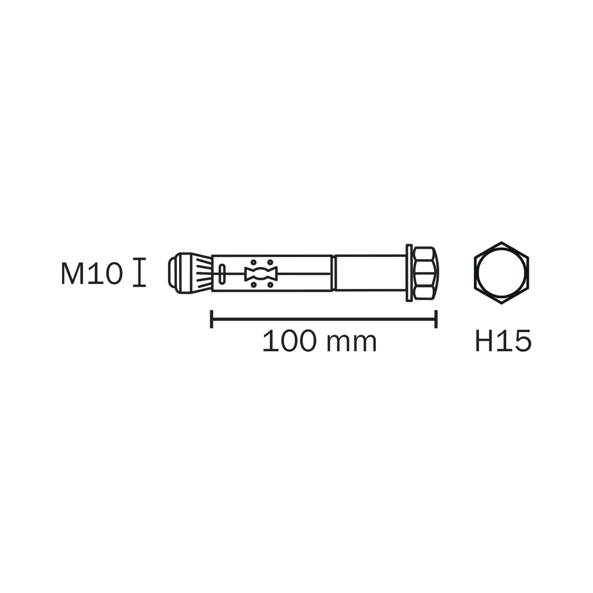 Diall Zinc-plated Carbon steel Sleeve anchor M10 (L)100mm, Pack of 4