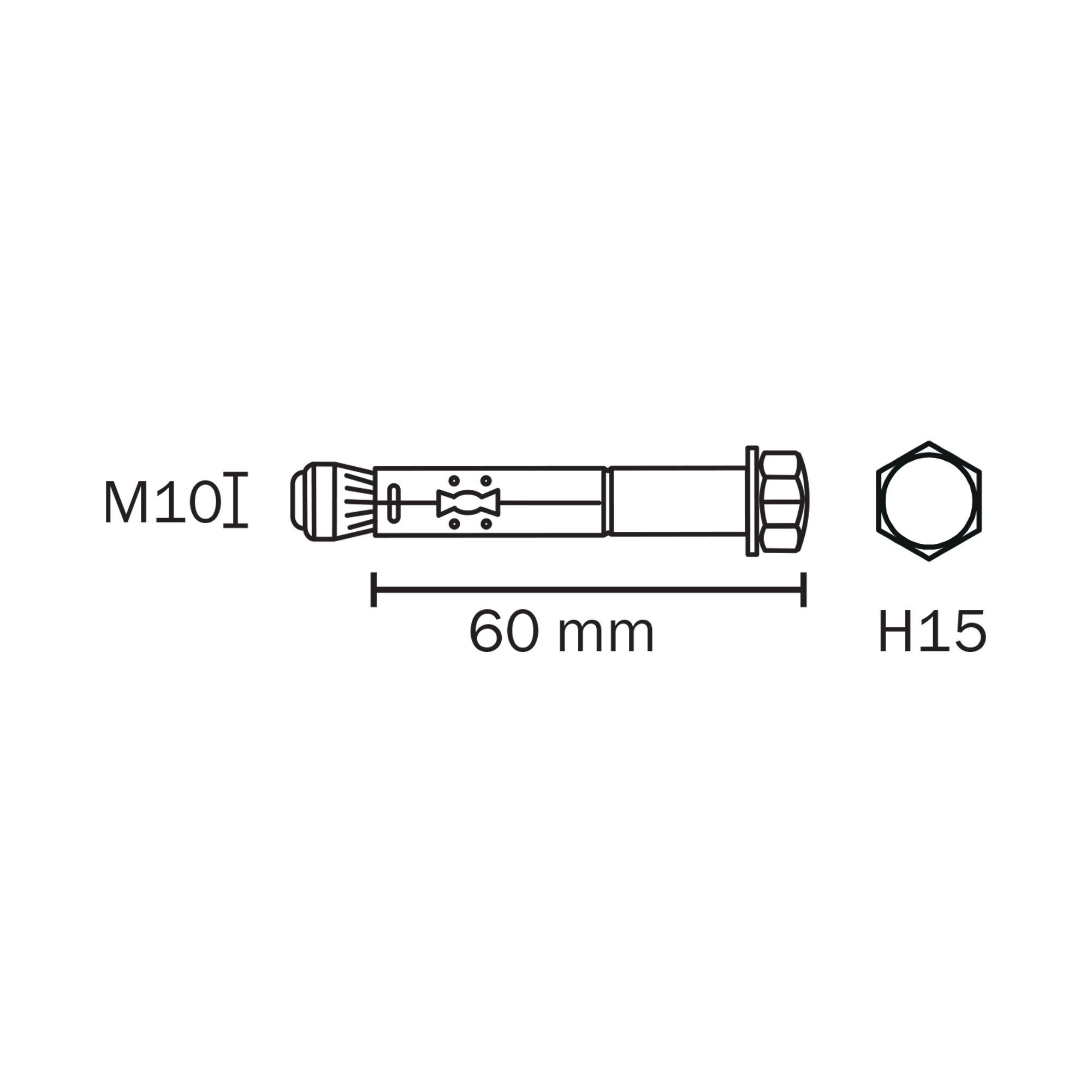 Diall Zinc-plated Carbon steel Sleeve anchor M10 (L)60mm, Pack of 4