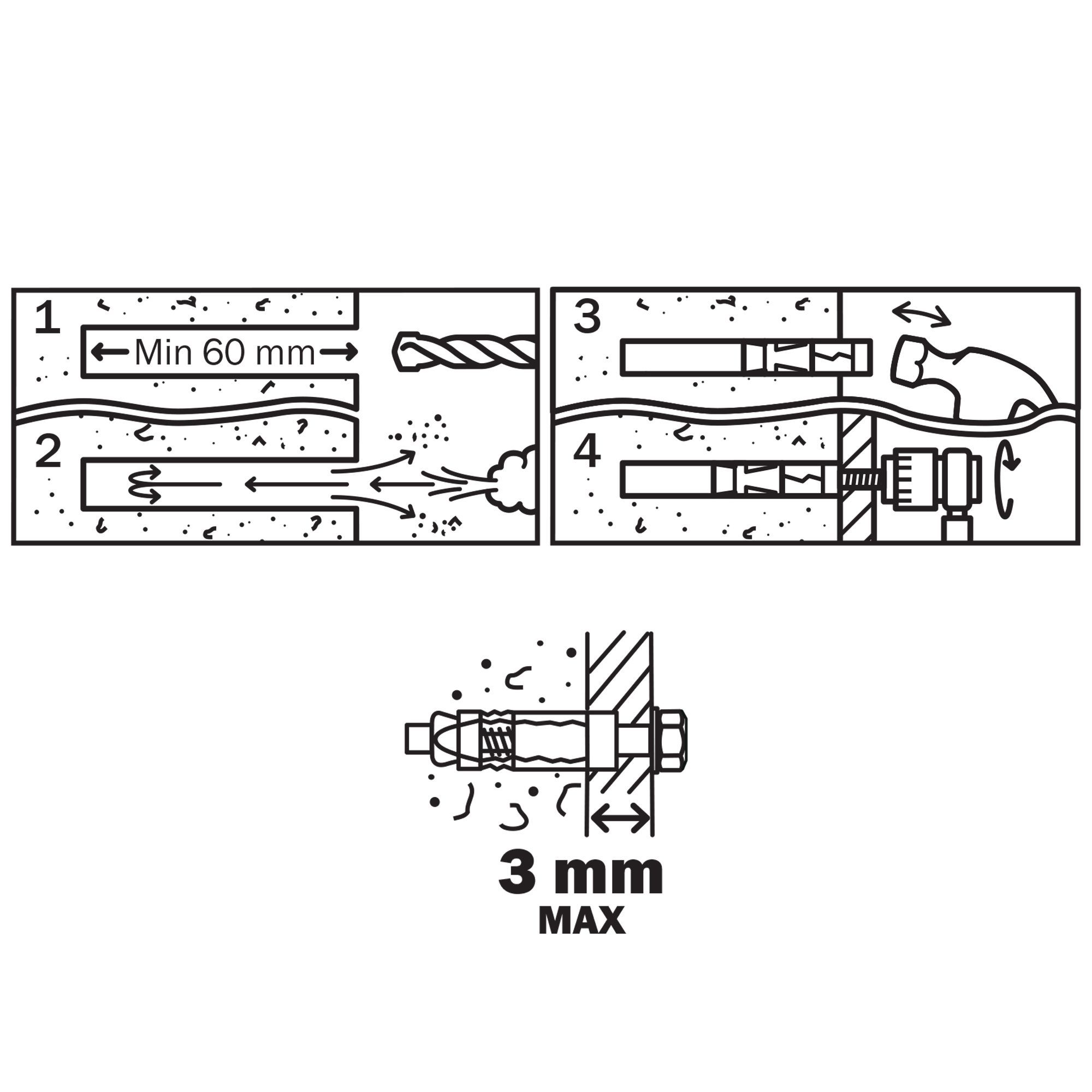 Diall Zinc-plated Carbon steel Sleeve anchor M10 (L)60mm, Pack of 4