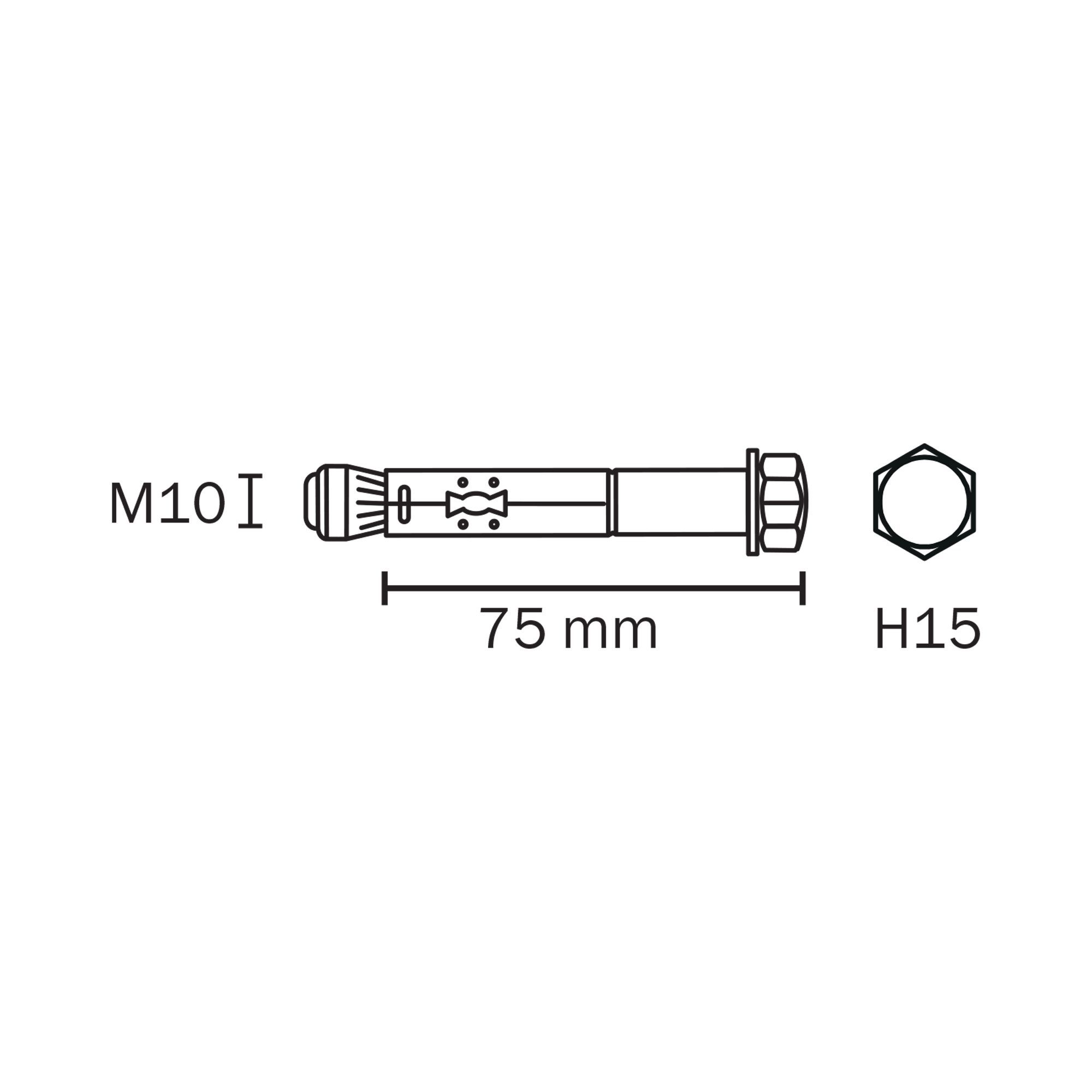 Diall Zinc-plated Carbon steel Sleeve anchor M10 (L)75mm, Pack of 4
