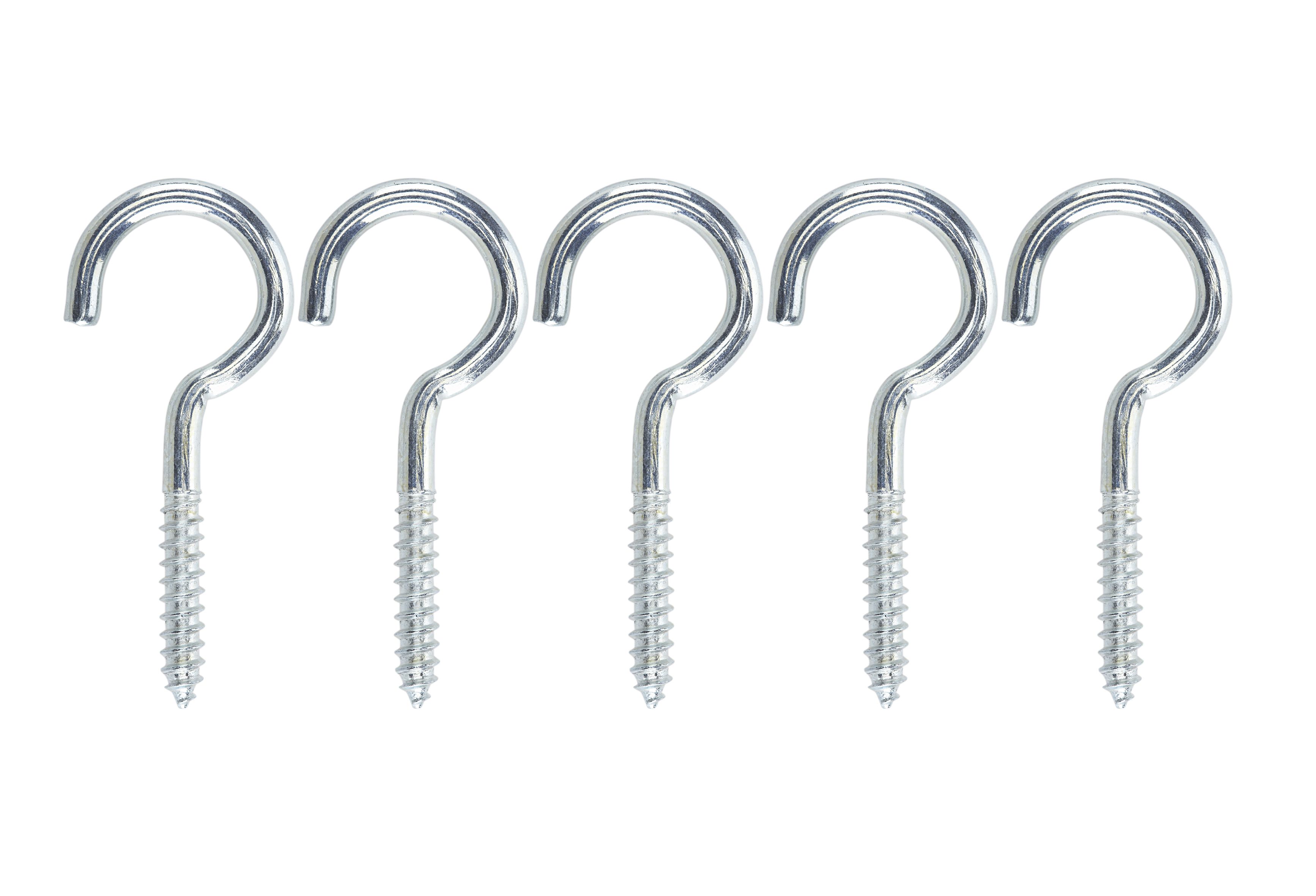 Diall Zinc-plated Medium Cup hook (L)80mm, Pack of 10