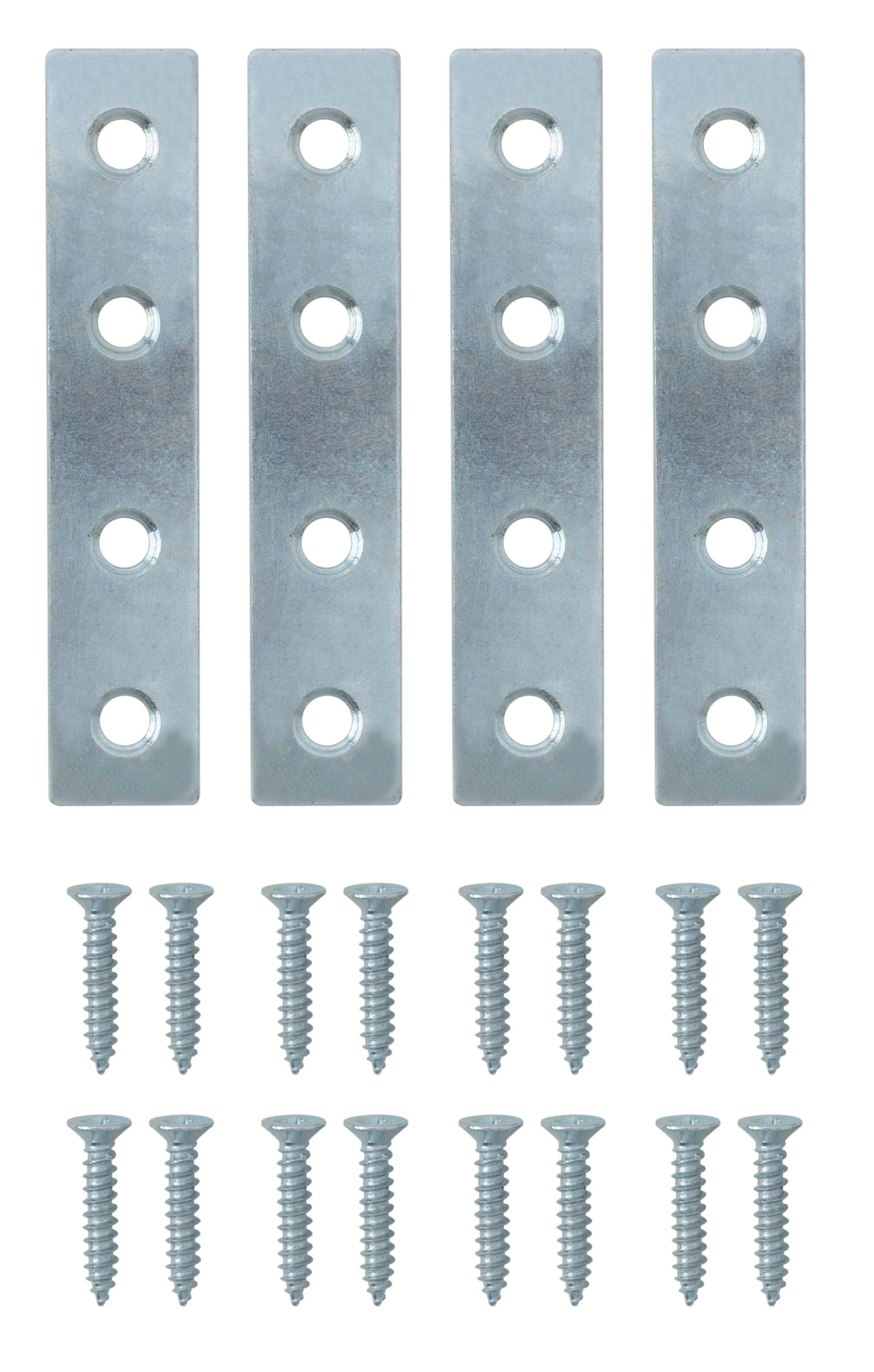 Diall Zinc-plated Steel Mending plate (L)75mm (W)16mm (T)2mm, Pack of 4