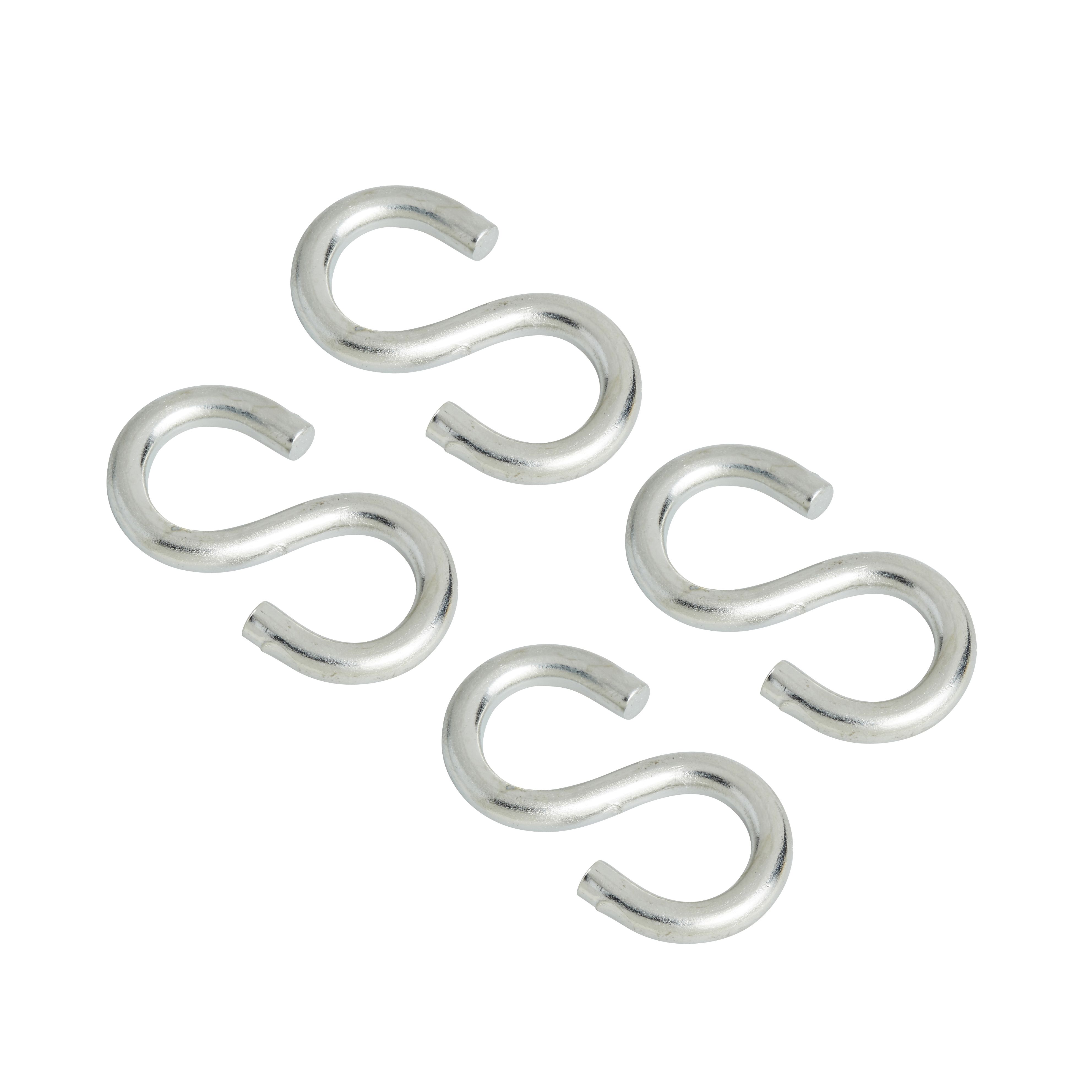 Diall Zinc-plated Steel S-hook (H)25mm, Pack of 4
