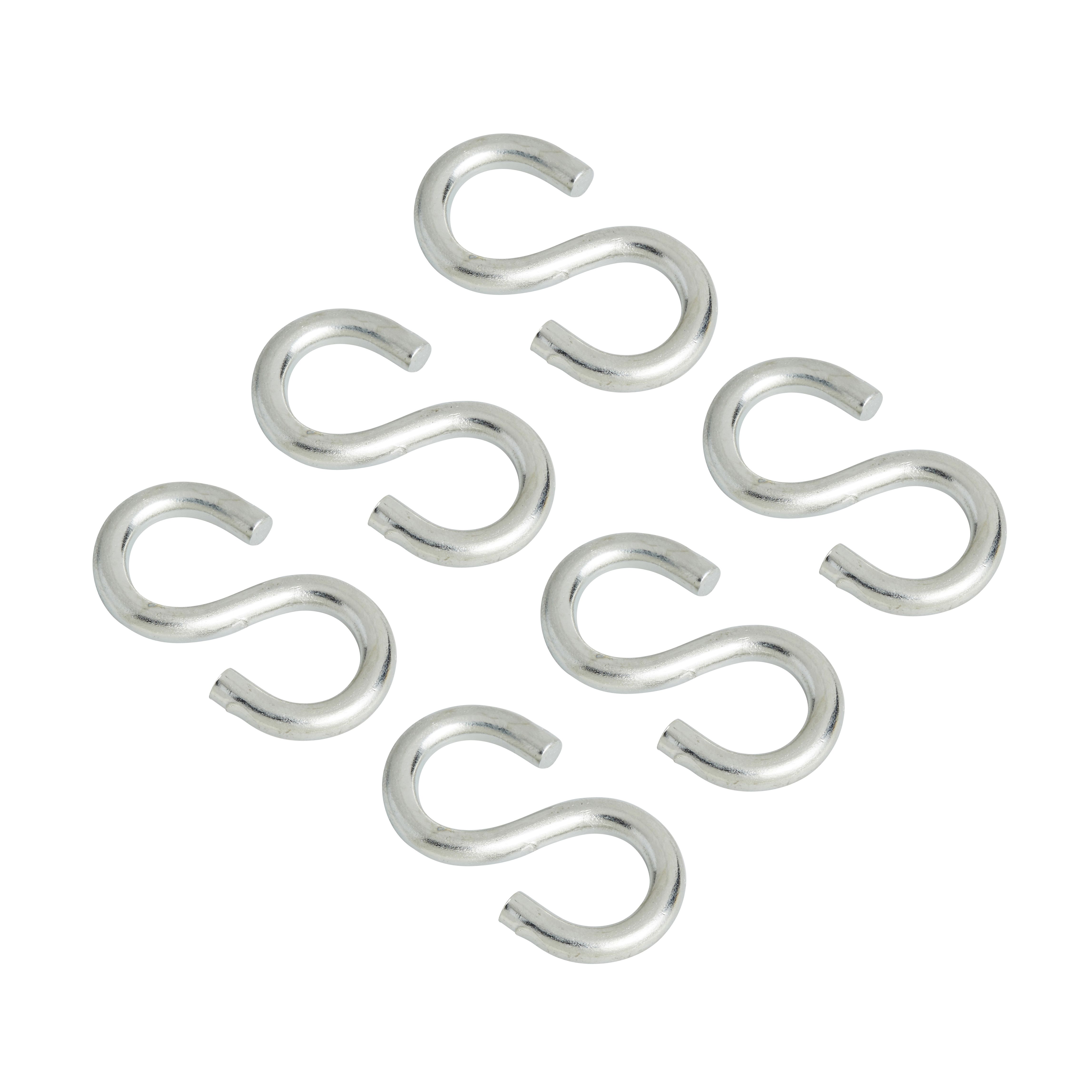 Diall Zinc-plated Steel S-hook (H)25mm, Pack of 6