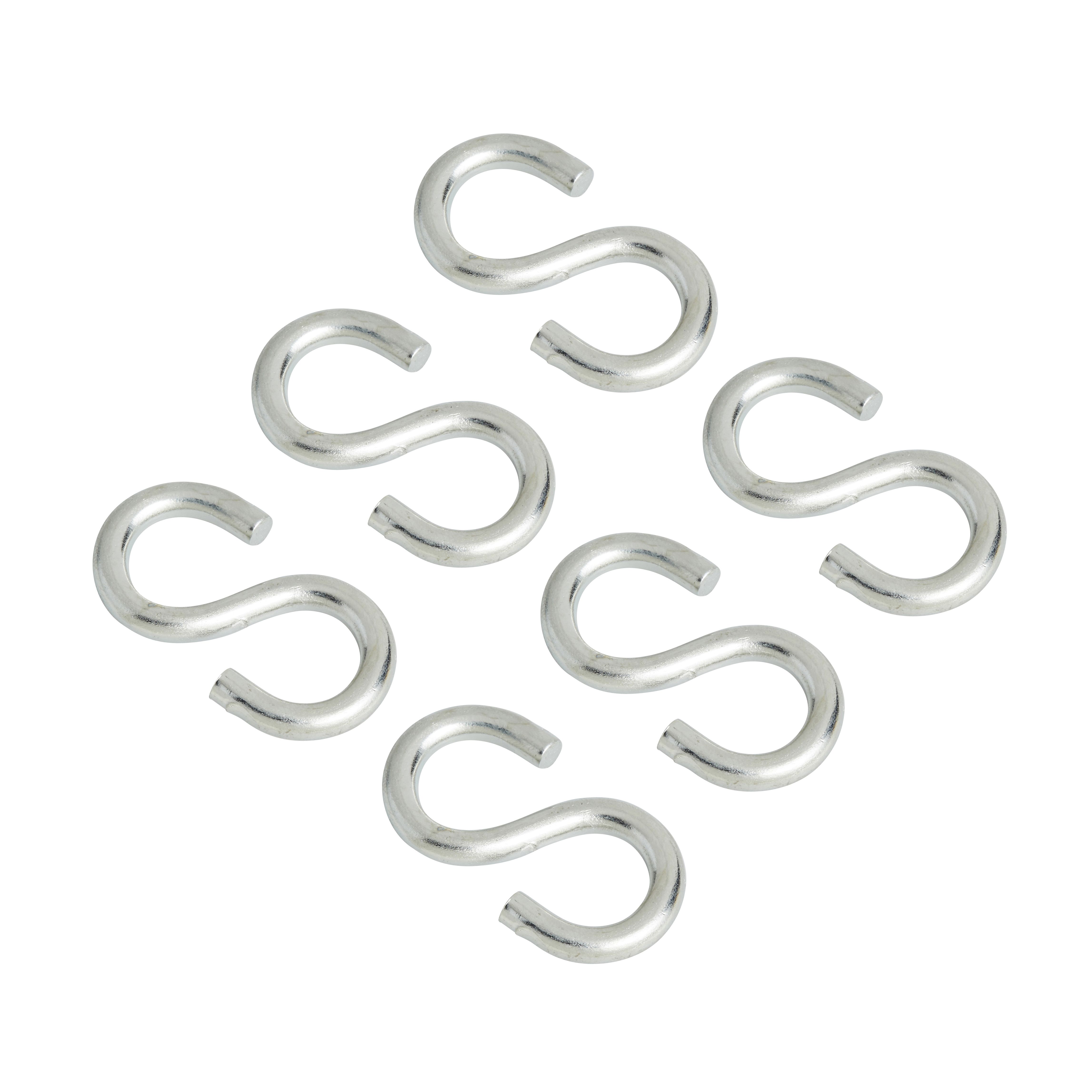 Diall Zinc-plated Steel S-hook (H)30mm, Pack of