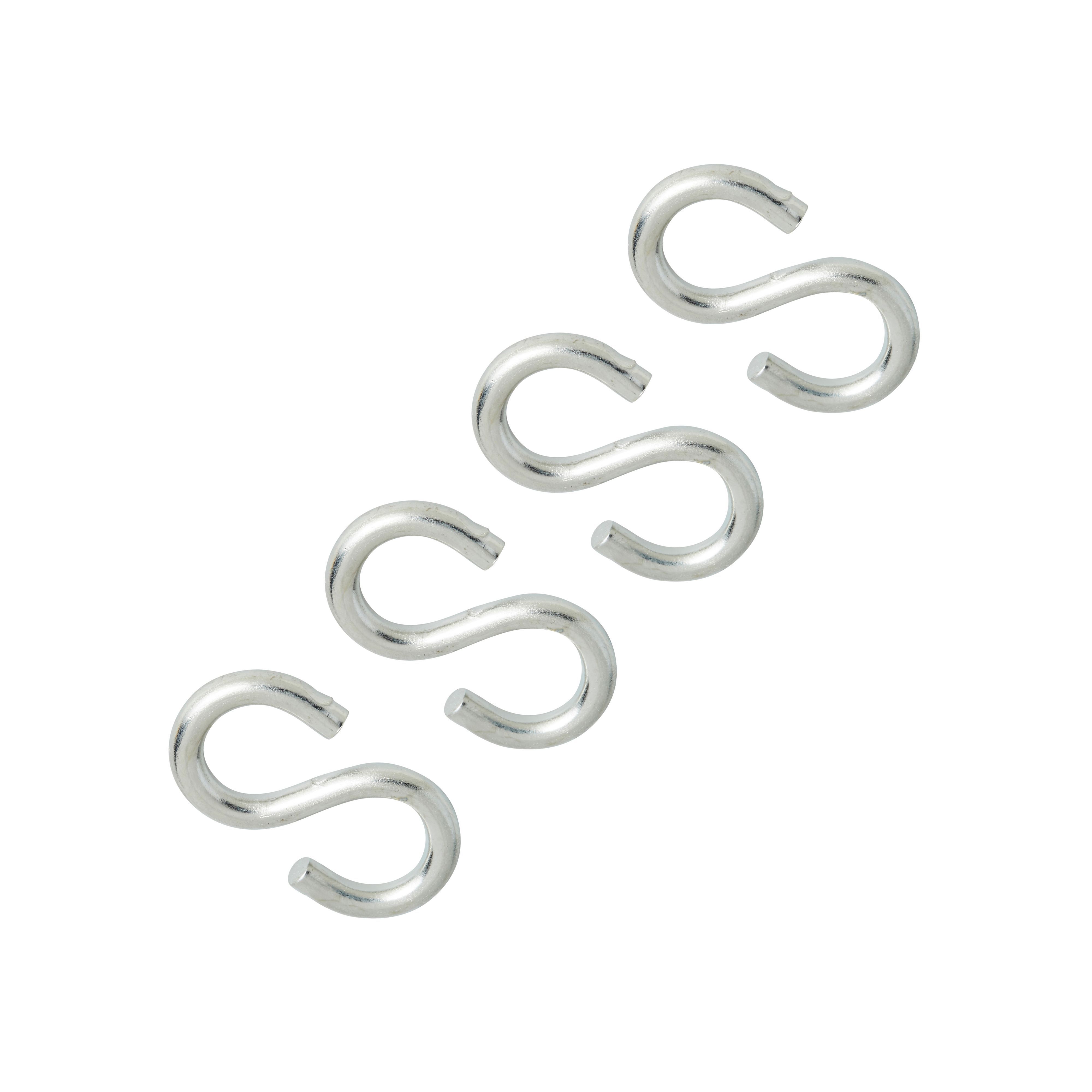 Diall Zinc-plated Steel S-hook (H)45mm, Pack of 4