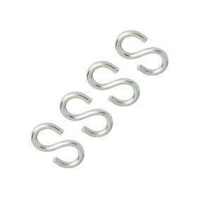 Diall Zinc-plated Steel S-hook (H)45mm, Pack of 4