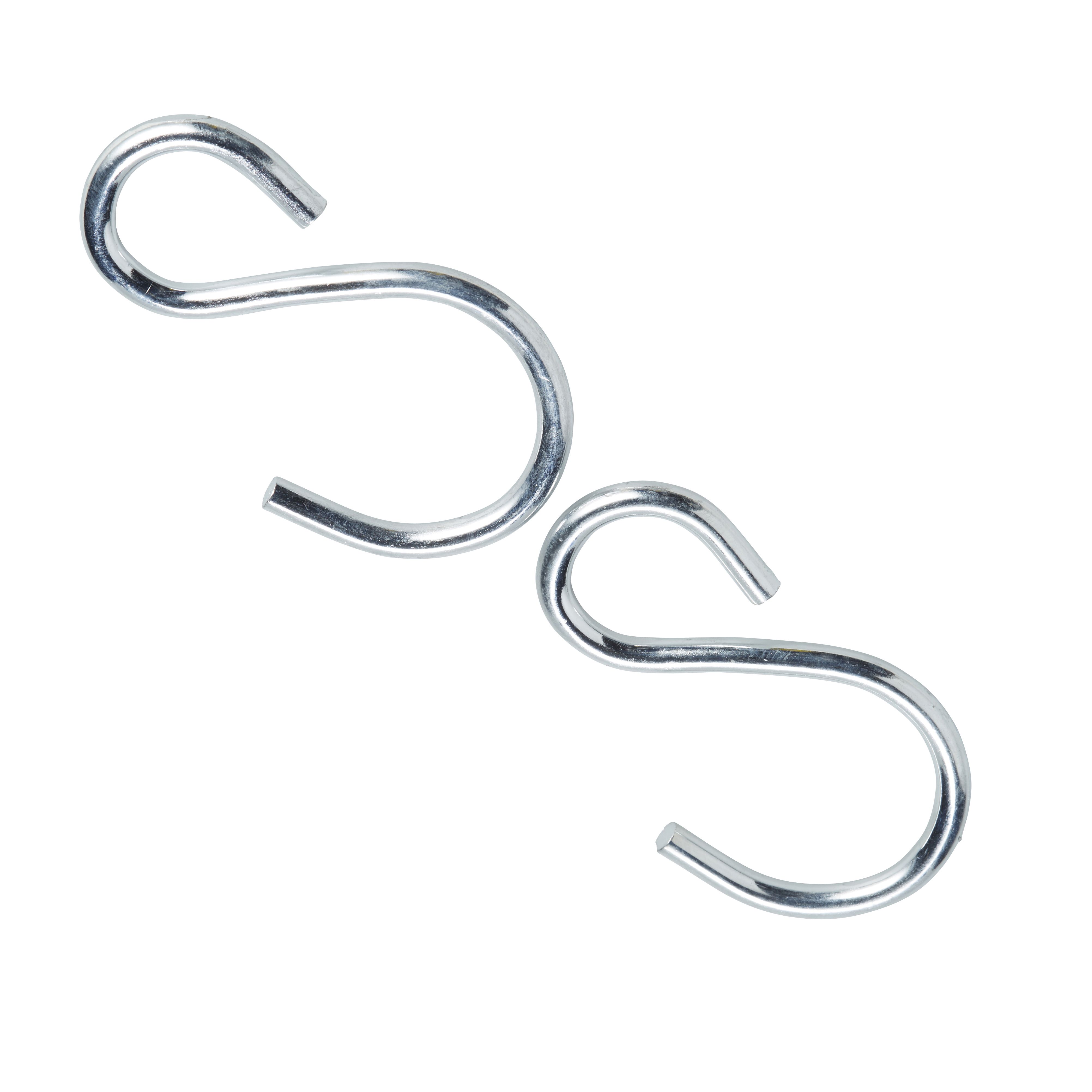 Diall Zinc-plated Steel S-hook (H)90mm, Pack of 2