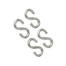 Diall Zinc-plated Steel S-hook (L)25mm, Pack of 4