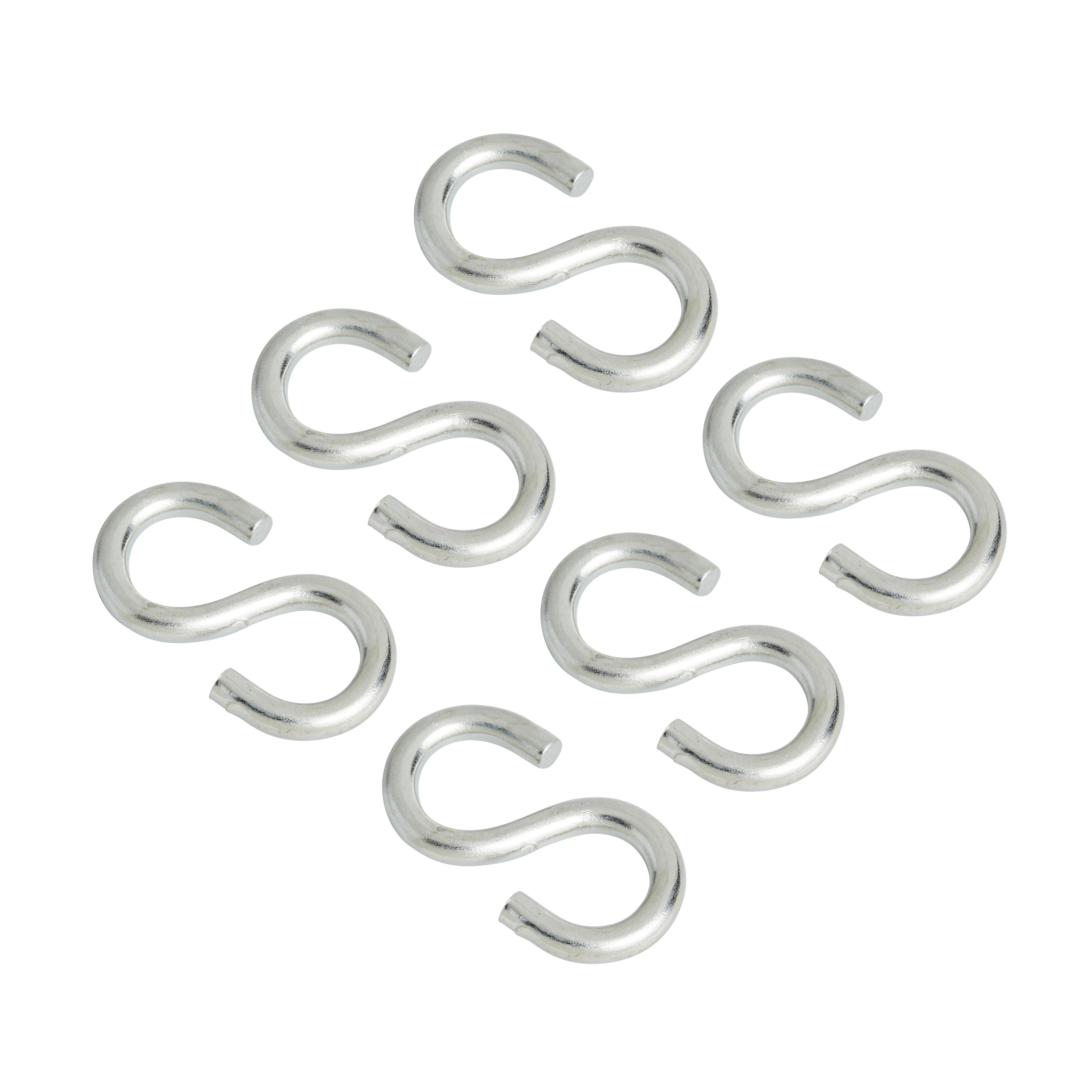 Diall Zinc-plated Steel S-hook (L)30mm, Pack of 6