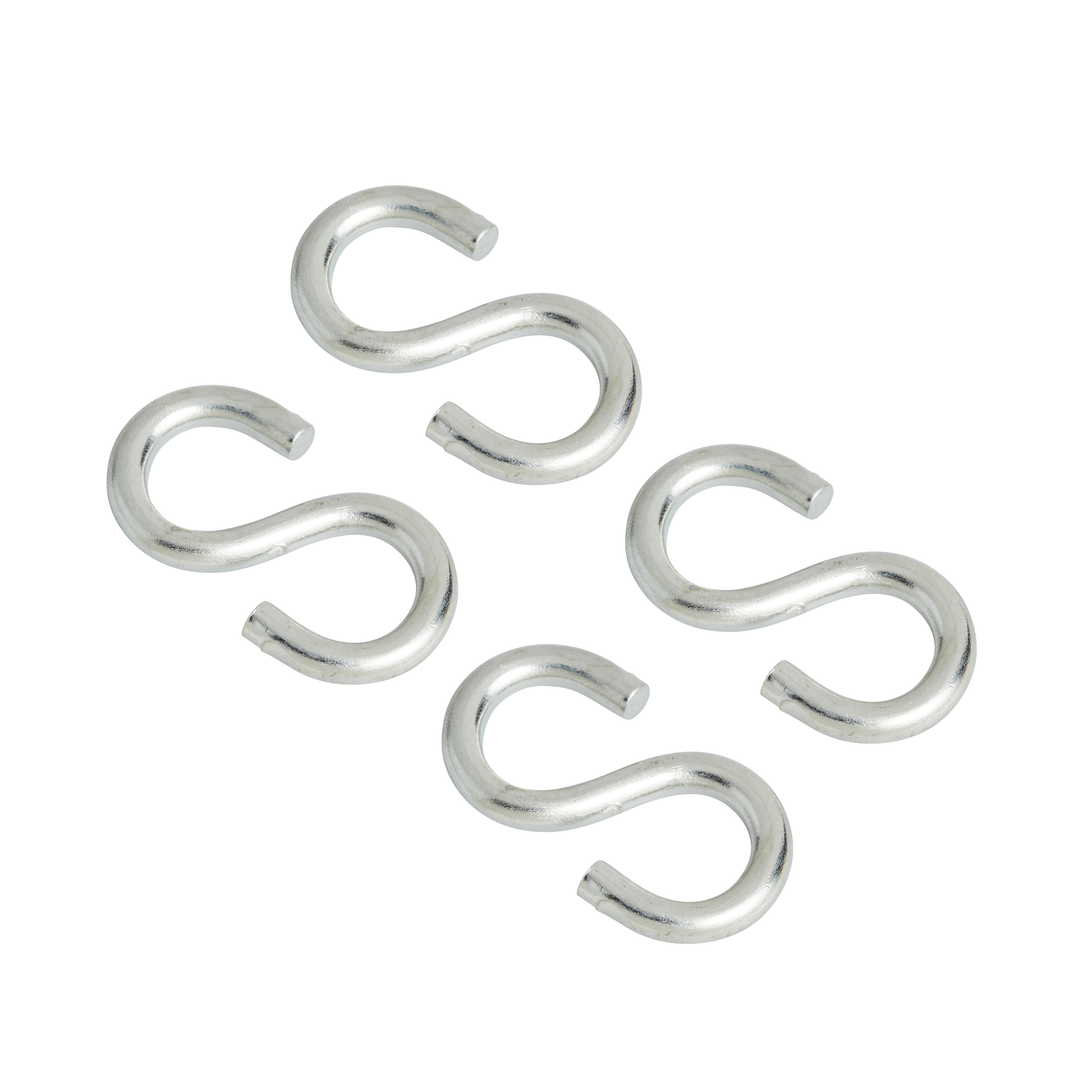 Diall Zinc-plated Steel S-hook, Pack of 4 | DIY at B&Q