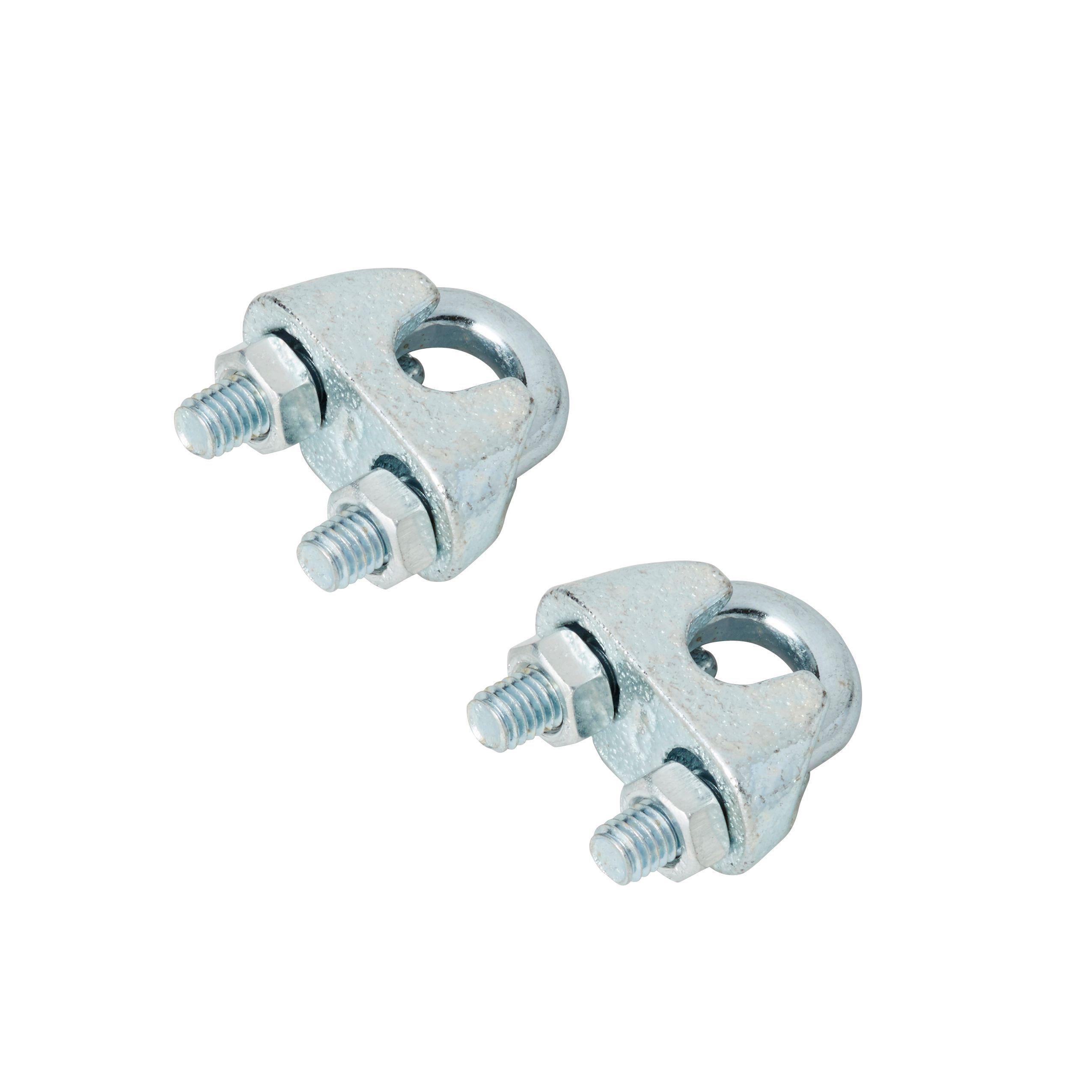 Diall Zinc-plated Steel Wire rope clamp (L)90mm (Dia)6mm, Pack of 2