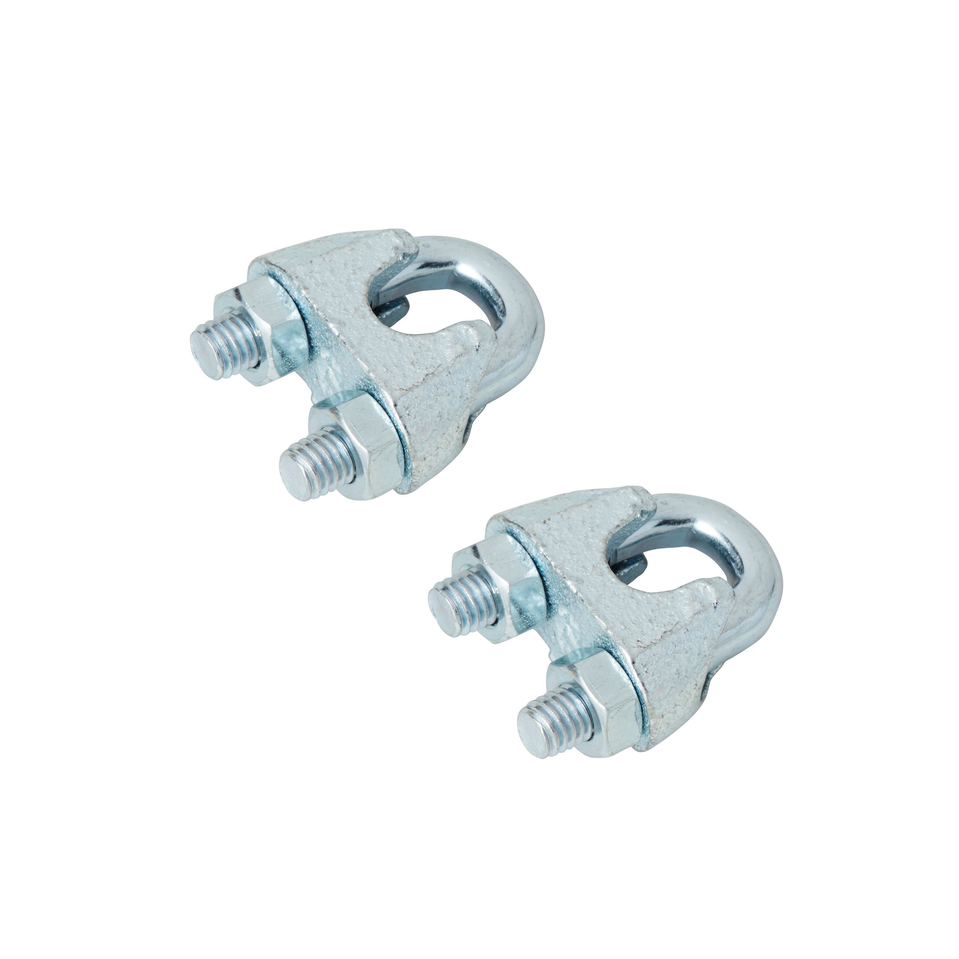 Diall Zinc-plated Steel Wire rope clamp (L)90mm (Dia)8mm, Pack of 2