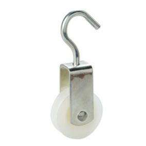 Diall Zinc-plated White 1 wheel Pulley, (Dia)40mm (Max)15kg