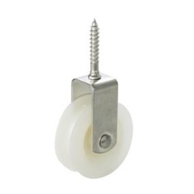 Diall Zinc-plated White 1 wheel Pulley, (Dia)50mm (Max)15kg