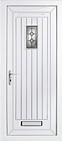 Diamond bevel Frosted Glazed Cottage White RH External Front Door set, (H)2055mm (W)920mm