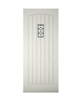 Diamond bevel Glazed Cottage White LH & RH External Front Door set, (H)2125mm (W)907mm